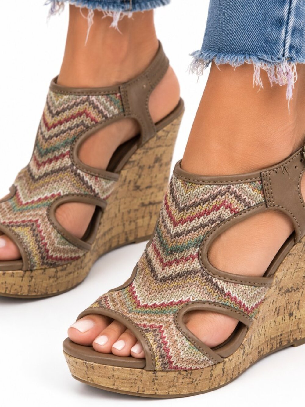 Sbicca Karrie Wedge Sandals Womens 7.5 Boho Platform Woven Ankle Strap Retro
